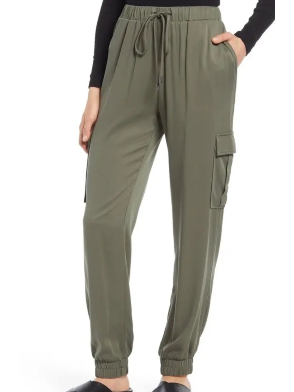 NWT Treasure & Bond Olive Green Cargo Joggers Elastic Waist Pants Large